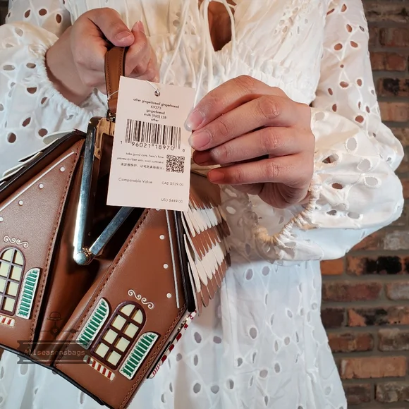 NWT AUTHENTIC Kate Spade Holiday Gingerbread House Novelty Crossbody Handbag - Picture 7 of 10